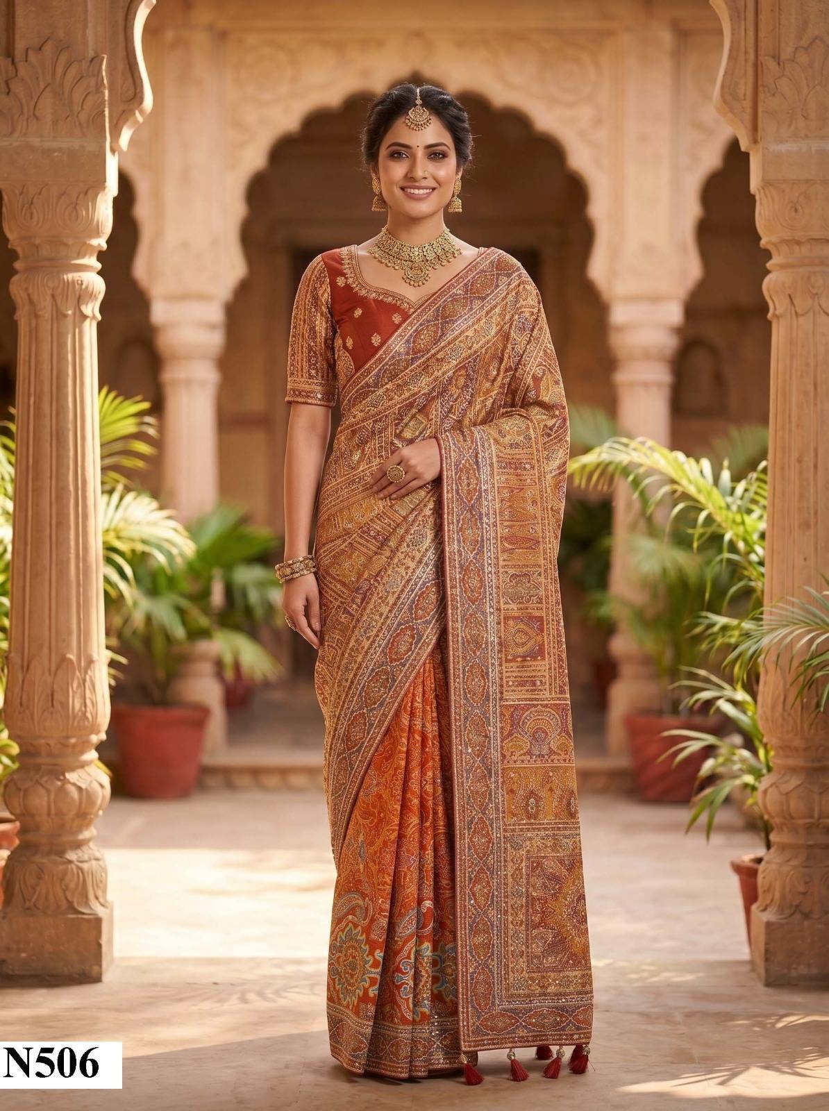 NIMAYA -RAJWADI VOL 03 by MAHOTSAV  N490 to N508 series  Colorful casual and party Wear natural crepe with aari hand work sarees At Wholesale